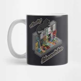 Cat on Modular Synth Funny synthesizer Mug